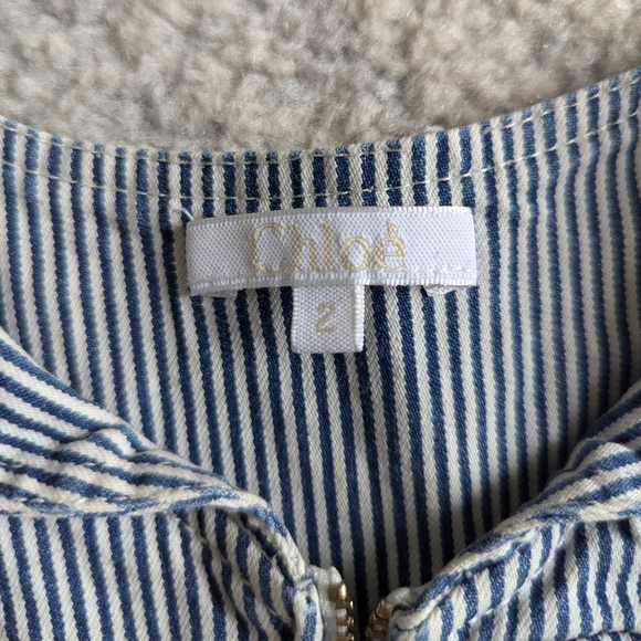 Chloé authentic toddler girl romper wide legged striped denim 2T - Picture 10 of 10